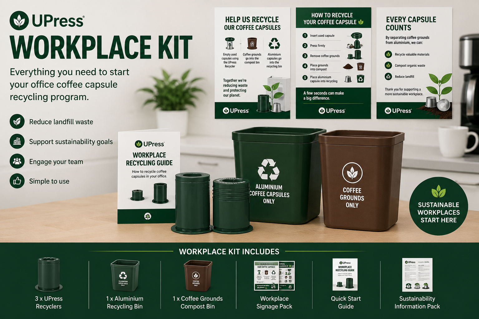 UPress Coffee Capsule Workplace Kit Recycling Kit
